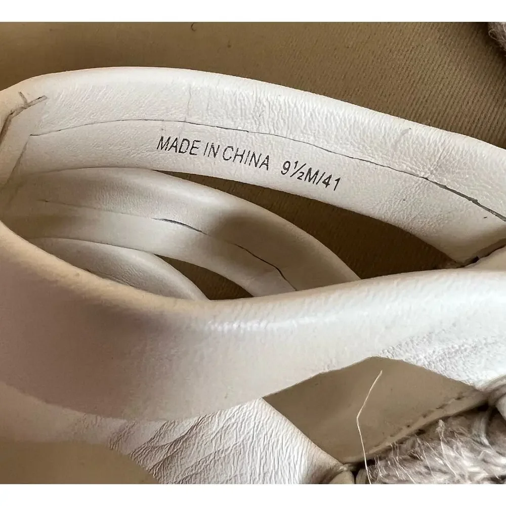Vince Camuto Molisana Cream Espadrille Wedge Sandal 9.5 New